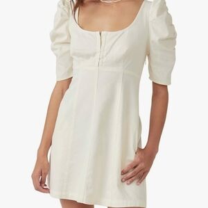 NWT Free People Cheyenne Denim Mini Dress,  Ivory, XS